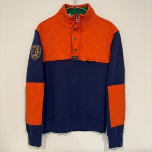 Vtg Polo Ralph Lauren Canoe Kayak Club 1/4 Zip Sweatshirt Indian M Orange Blue